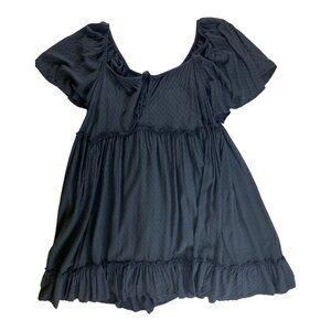 Black Prairie-Style Dress XL Ruffle Hem Western Boho Hippie Sexy Goth Cute Y2K